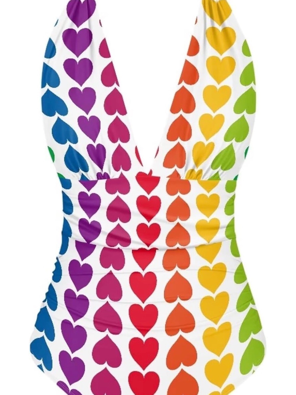 Women’s Large Rainbow Hearts One-Piece Swimsuit
